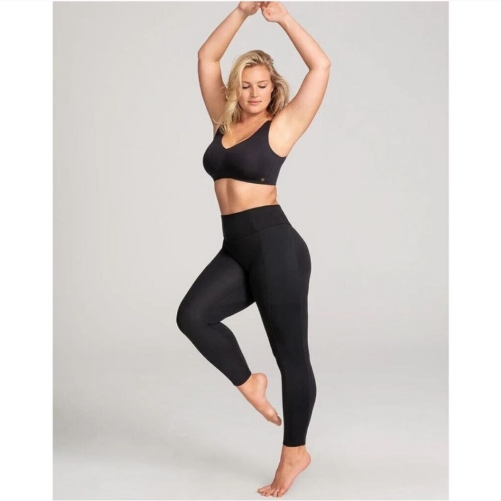Honeylove Shapewear Innerpower Black Leggings  Pockets High Rise Sz M